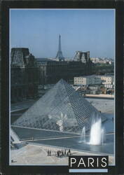 Louvre Pyramid with Fountains and Eiffel Tower, Paris Postcard