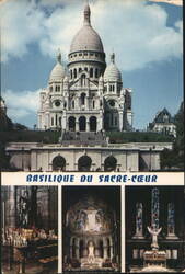 Basilique du Sacre-Coeur in Paris with Interior Views Postcard