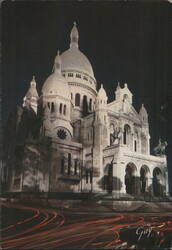 Sacré-Cœur Basilica, Night View with Light Trails Postcard