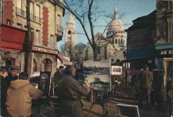 Artists Painting at Place du Tertre, Montmartre Postcard