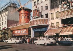 Moulin Rouge Nightclub and Street Scene, Paris Postcard
