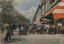 Champs-Élysées with Outdoor Cafes, Paris Postcard