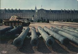 Hôtel des Invalides Facade with Panther Tank and Cannons Postcard