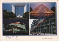 Modern Architecture of Paris: Arche, Louvre, Bastille, Pompidou Postcard