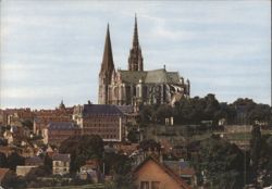 Chartres Cathedral and City Overview Postcard