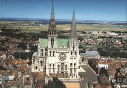Chartres Cathedral with Gothic and Old Bell Towers Postcard