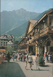 Chamonix Mont Blanc Town Center Pedestrian Zone Postcard