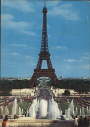Eiffel Tower and Fountains from Trocadero, Paris Postcard