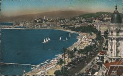 Cannes: Panoramic View of the Bay and Promenade Postcard