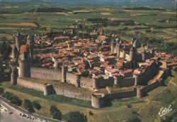 Aerial View of the Fortified City of Carcassonne Postcard