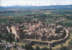 Aerial View of the Fortified City of Carcassonne Postcard