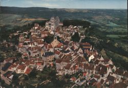 Aerial View of Vézelay and Sainte-Madeleine Basilica Postcard