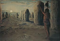 Sun Worship at Carnac Stone Alignments Postcard
