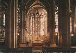 Interior of Basilica St Nazaire, Carcassonne (11th-14th Century) Postcard