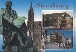 Strasbourg: Gutenberg Statue, Cathedral & City Views Postcard