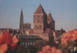 Eglise Saint-Thomas and Cathedral Spire, Strasbourg Postcard