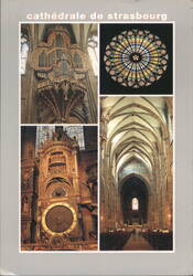 Cathédrale de Strasbourg: Organ, Rose Window, Nave, & Clock Postcard