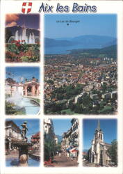 Aix les Bains City and Lake du Bourget Views Postcard