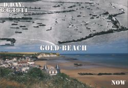 D-Day Gold Beach: 1944 Invasion vs. Modern Day View Postcard