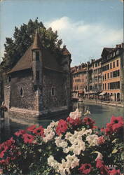 Le Palais de l'Isle and Canal with Flowers, Annecy Postcard