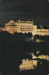 Château d'Amboise at Night with River Reflection Postcard