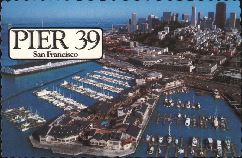 Pier 39, San Francisco Bay Aerial View with City Skyline California