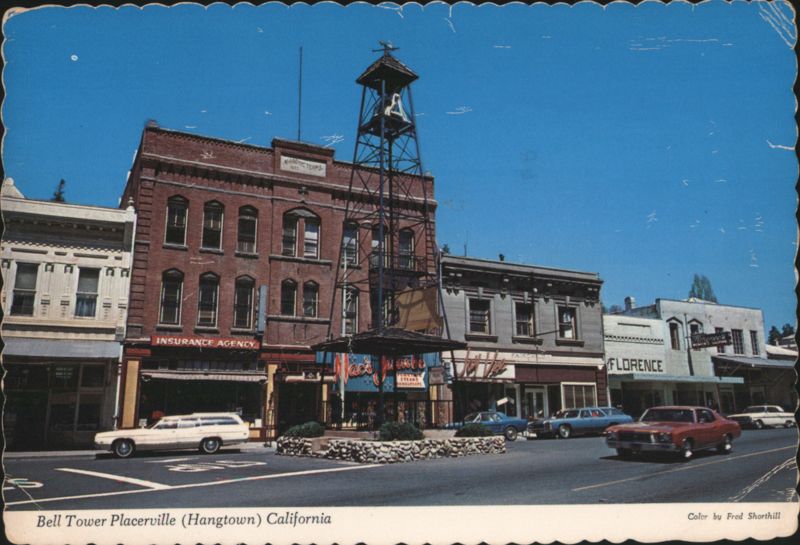 Bell Tower and Street Scene, Placerville (Hangtown), CA California