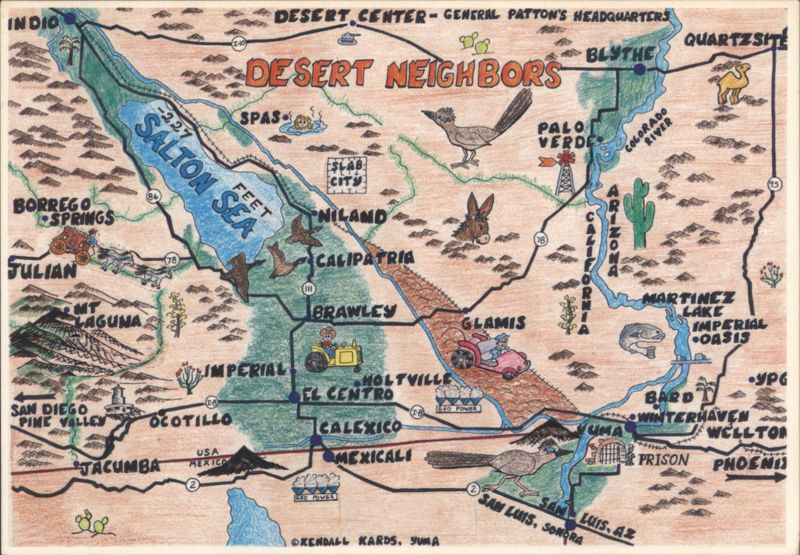 Desert Neighbors Map: Salton Sea, CA and AZ Desert California