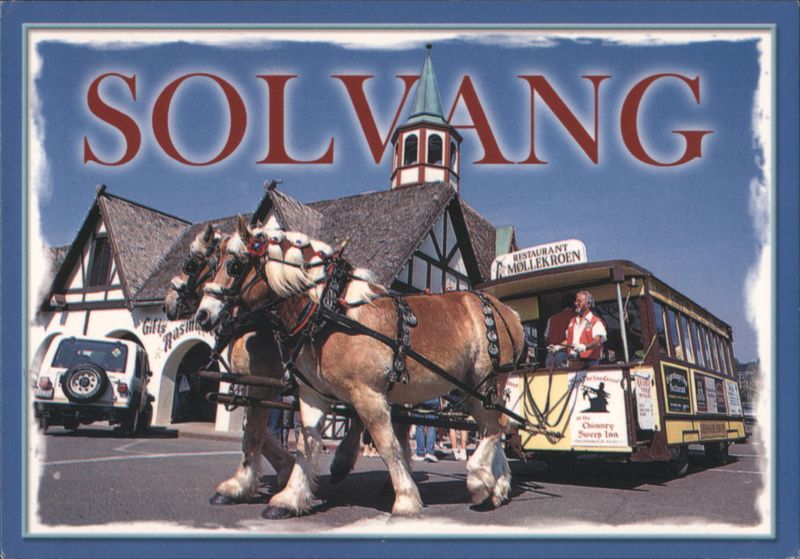 Solvang, CA - Horse-Drawn Streetcar The Hen California