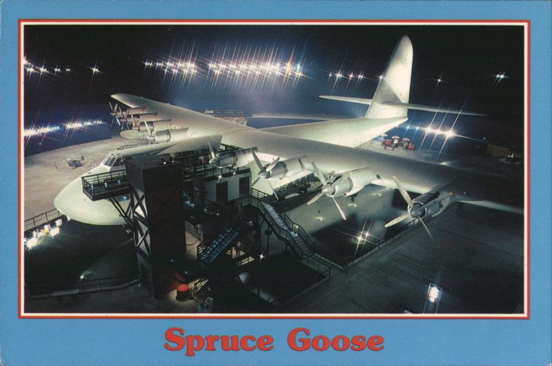 Spruce Goose Seaplane on Display at Night Long Beach California