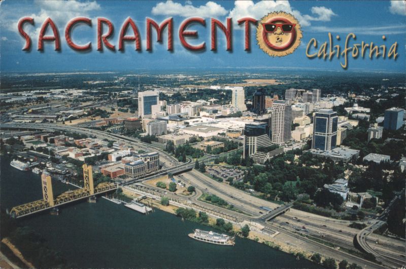 Sacramento California Skyline and Sun Logo Tom Myers