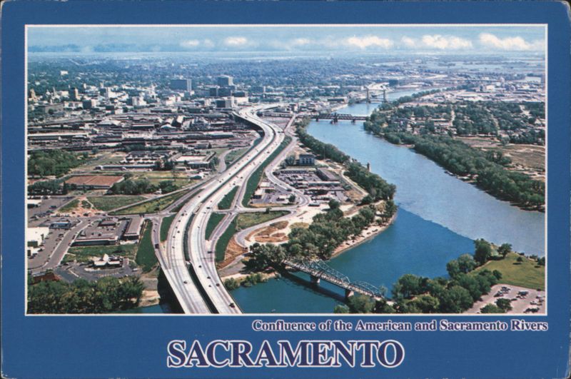 Confluence of American and Sacramento Rivers with Interstate 5 California