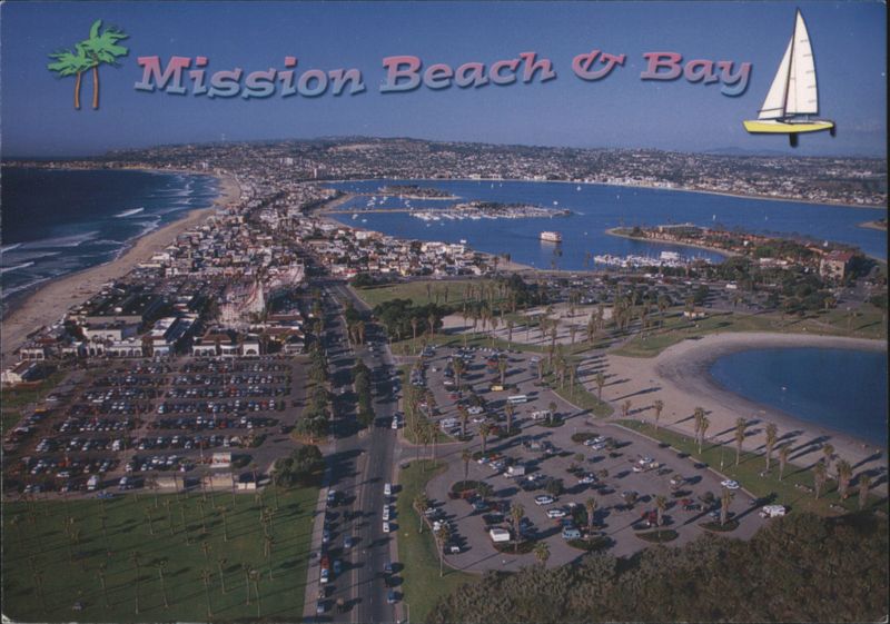 Mission Beach & Bay, San Diego Aerial View California