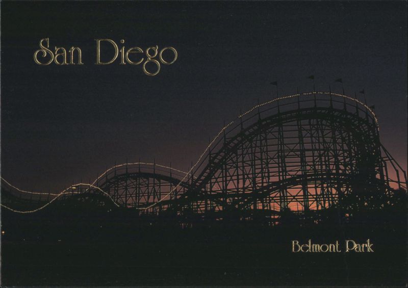 Belmont Park Roller Coaster at Night, San Diego California