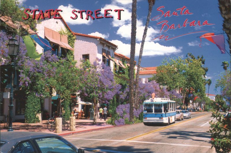 State Street, Santa Barbara with Jacaranda Trees California