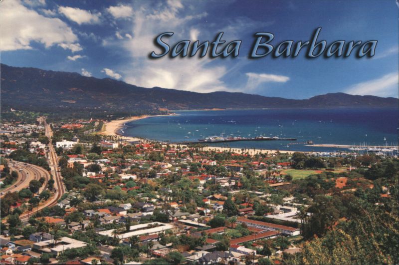 Santa Barbara Coastal View with Mountains and Harbor California