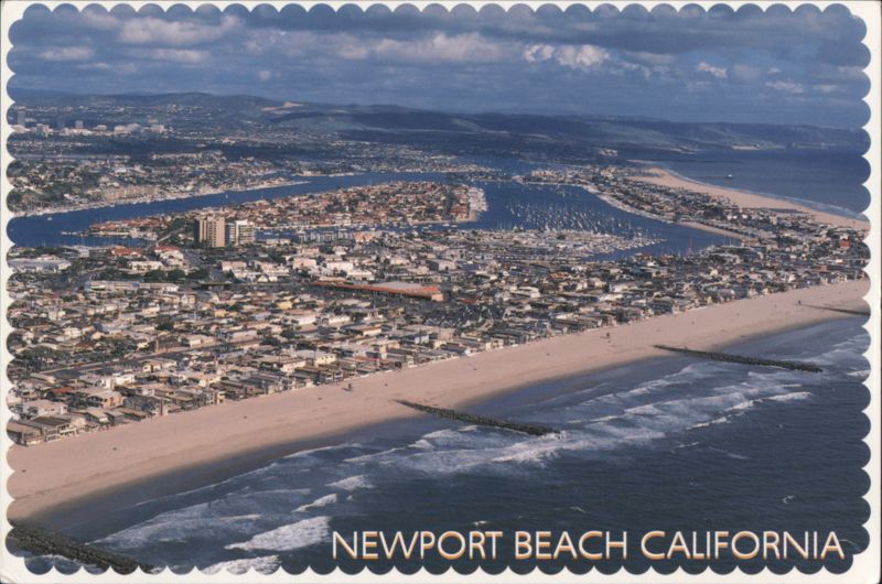 Aerial View of Newport Beach Coastline and Harbor California