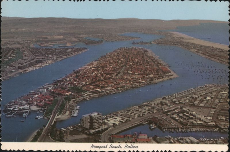 Aerial View of Balboa Island, Newport Harbor Newport Beach California