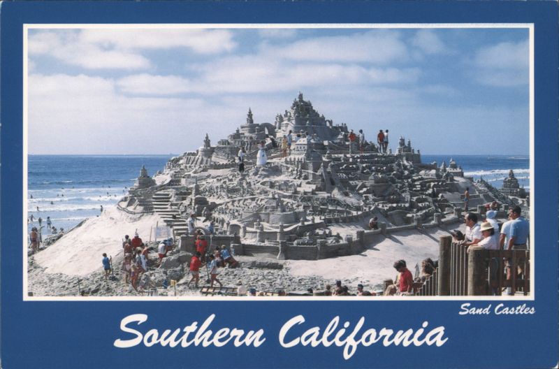 Giant Sand Castles on Southern California Beach James Blank
