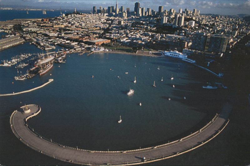 San Francisco Aquatic Park Lagoon & Fisherman's Wharf Aerial View California
