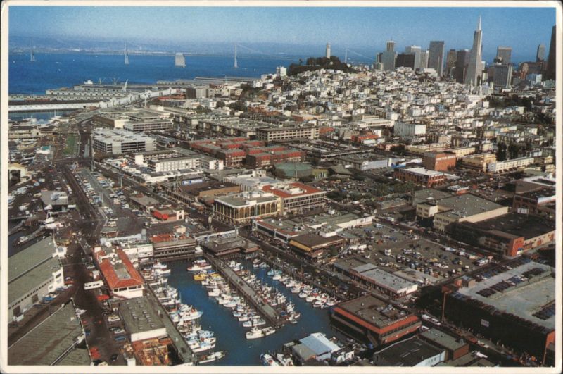 Aerial View of Fisherman's Wharf & San Francisco Skyline California
