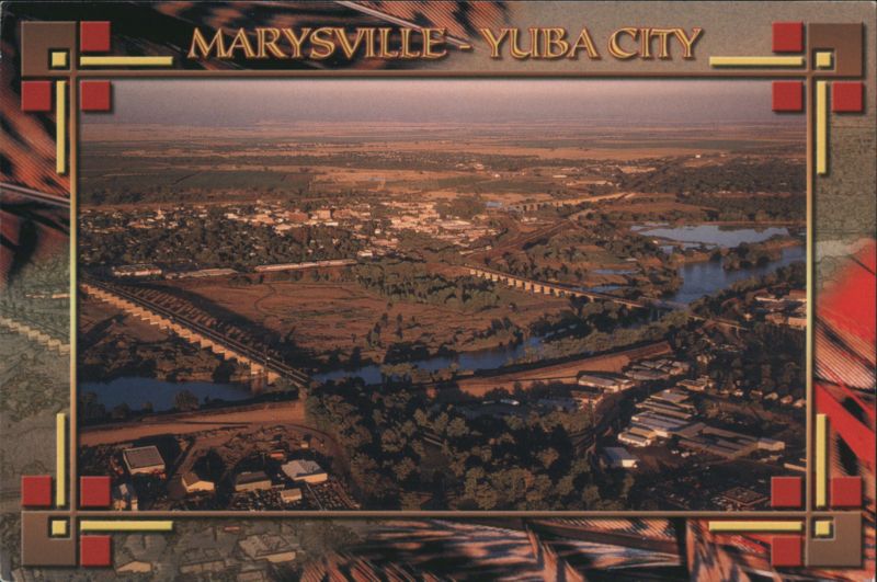 Aerial View of Marysville and Yuba City Marysville, Yuba City California