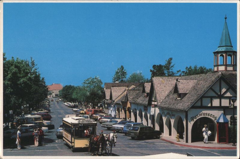 Horse-Drawn Trolley and Danish Architecture, Solvang California