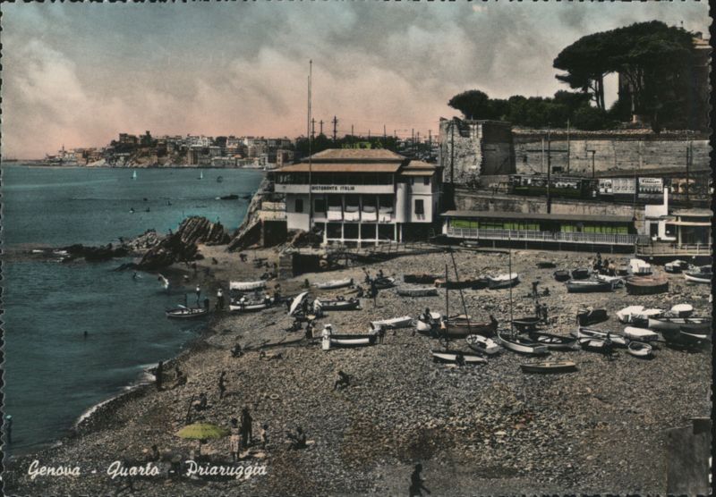 Priaruggia Beach with Ristorante Italia, Genoa Genova Italy