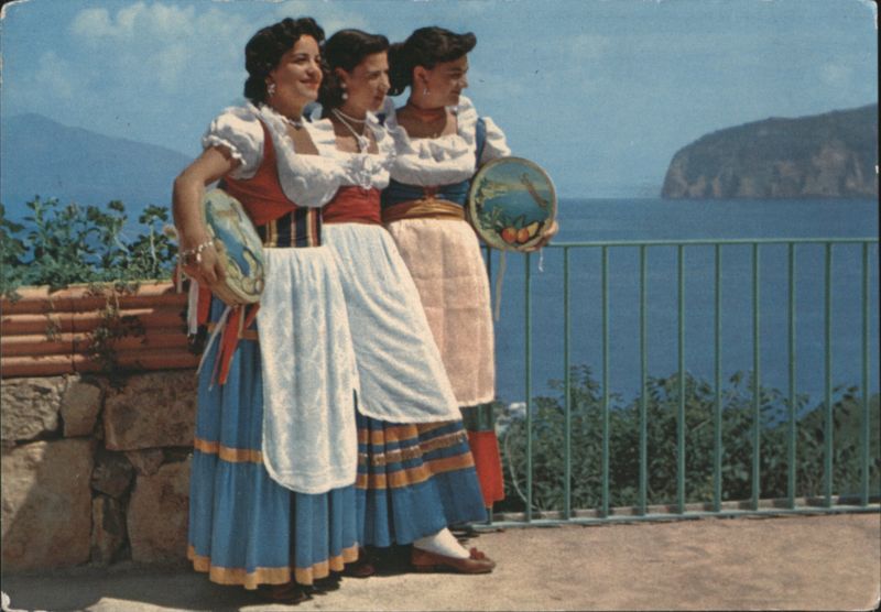 Three Women in Sorrentine Tarantella Costumes SORRENTO Italy