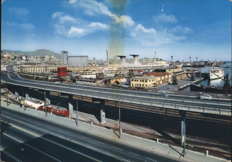 Genova: Elevated Road and Ponte Andrea Doria Maritime Station Genoa Italy