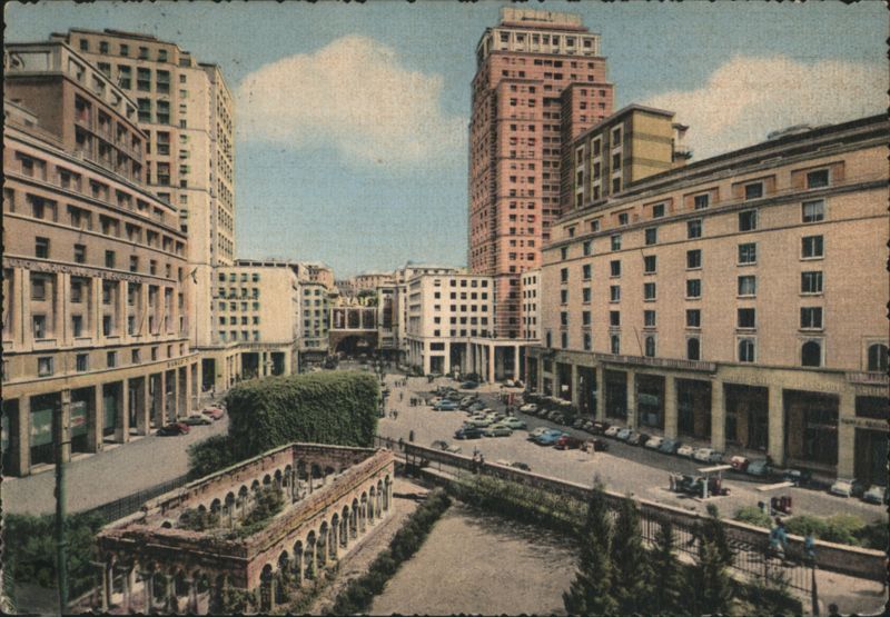 Piazza Dante and Torre Piacentini, Genoa Italy