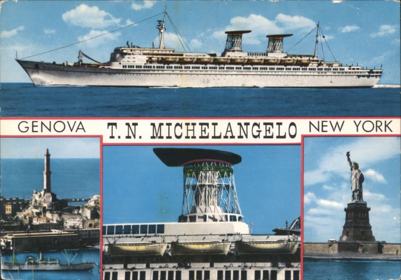 T.N. Michelangelo Ocean Liner, Genoa to New York Italy