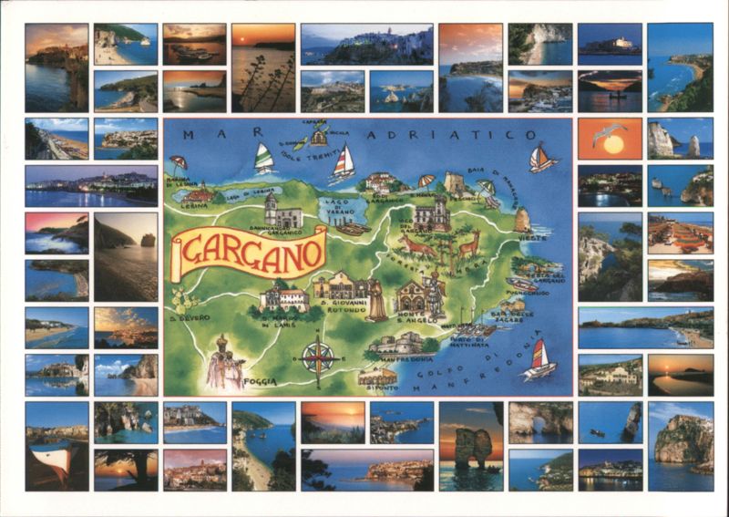 Gargano Region Map and Scenic Coastal Views, Italy