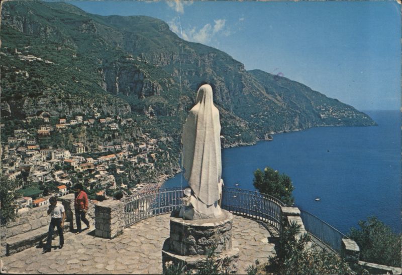 Madonnina Statue Overlooking Positano Coast, Italy